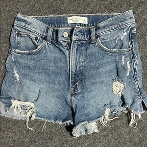 Abercrombie & Fitch Women's Ripped Blue Jean Shorts